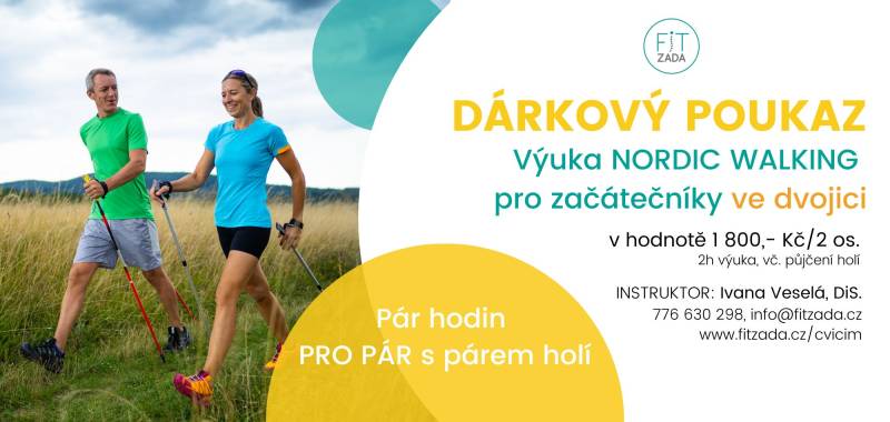 Voucher NORDIC WALKING: Vstup pro 2 os. na výuku základů techniky NW pro dvojice (2h)