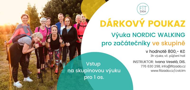 Voucher NORDIC WALKING: Vstup pro 1 os. na skupinovou výuku základů techniky NW (3h)